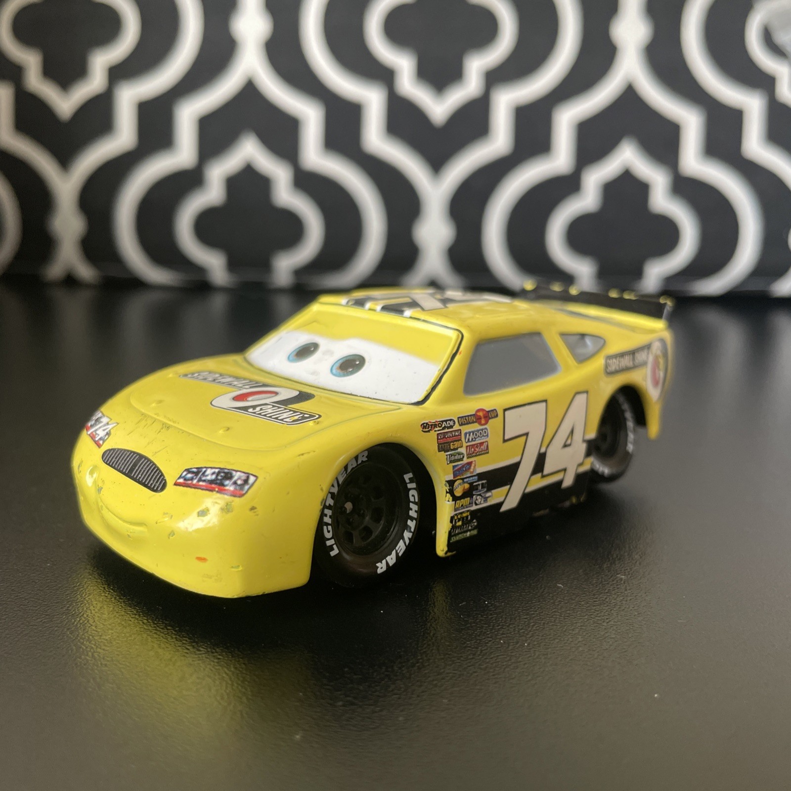 Disney Pixar Cars Slider Petrolski #74 Sidewall Shine Race Car Disney Store 1:43