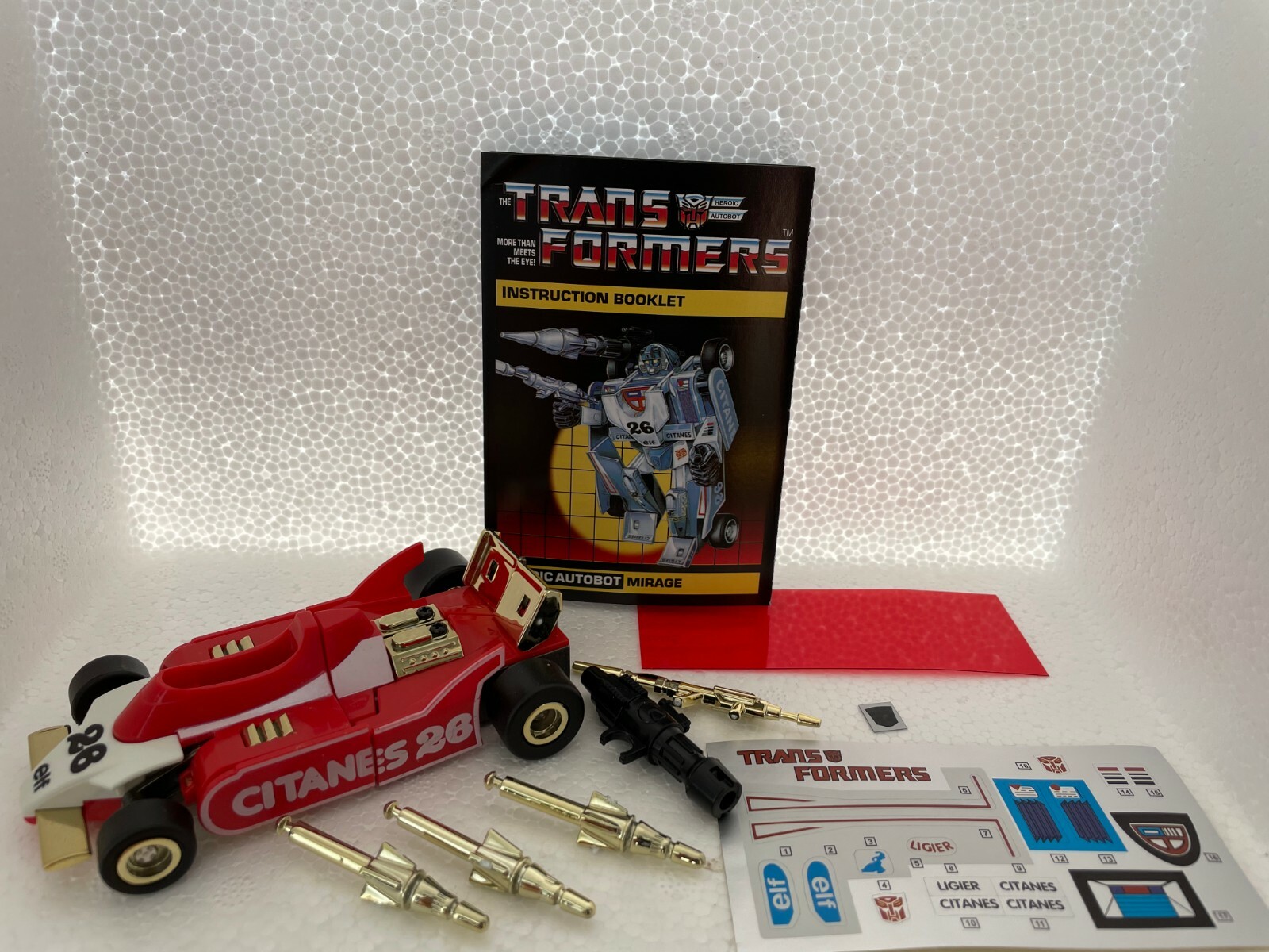 TRANSFORMERS G1 Reissue Mirage Blue / Clear Black/Gold Red Free SpeedPAK Ship