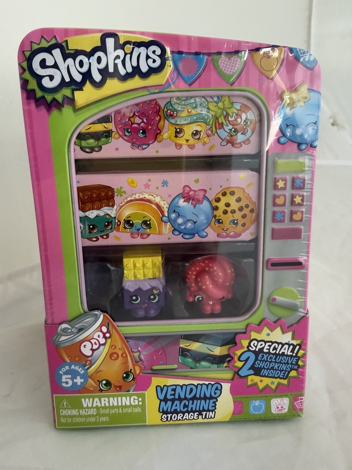 Shopkins Vending Machine Storage Tin with 2 Exclusive Shopkins Brand New Sealed