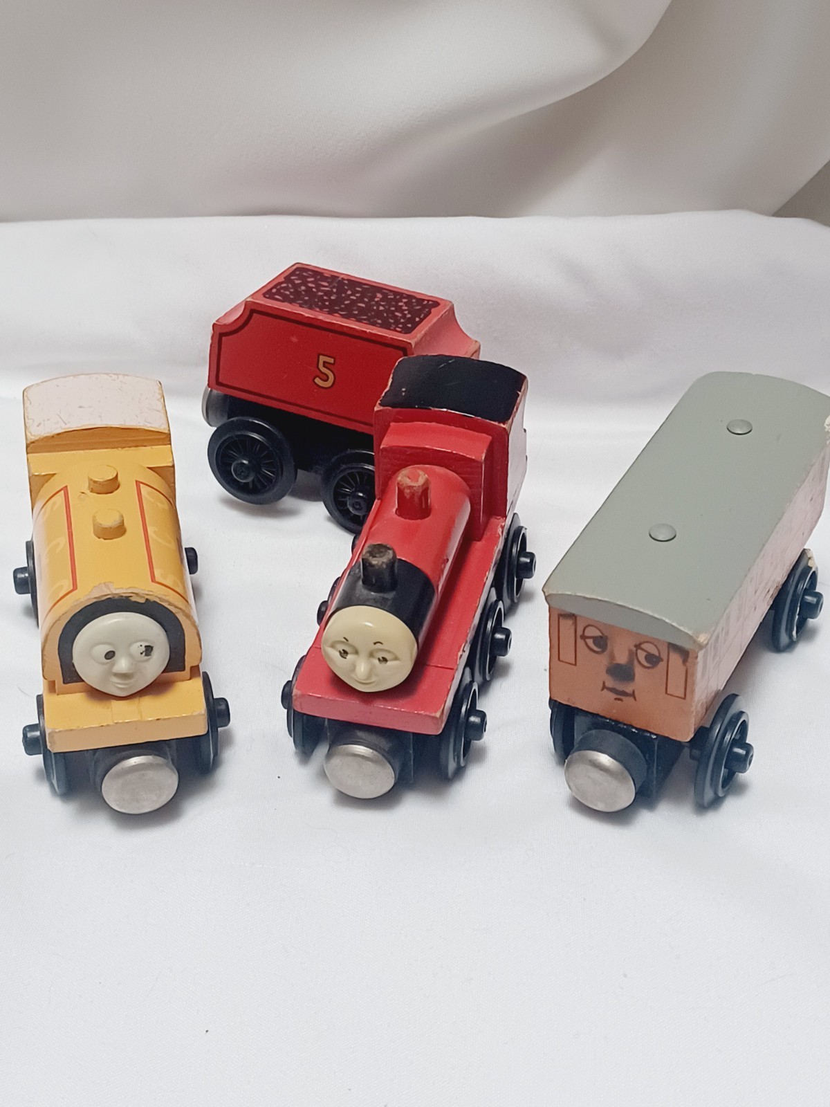 Vintage Thomas Wooden Railway Lot Of 4 James Ben Clarabel Tank Engine Train