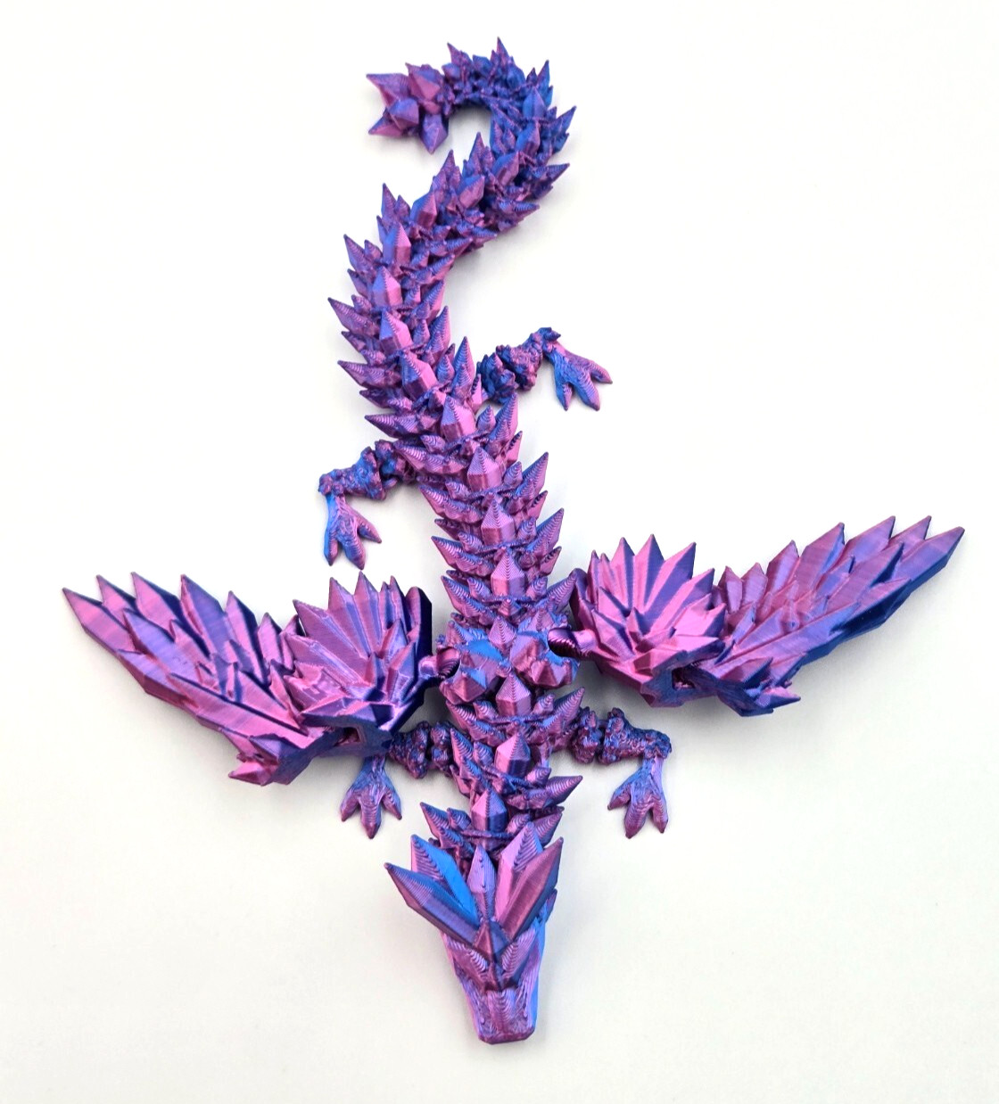 3D Printed Dragon Egg with Winged Dragon, 9&Prime; Articulated, Purple