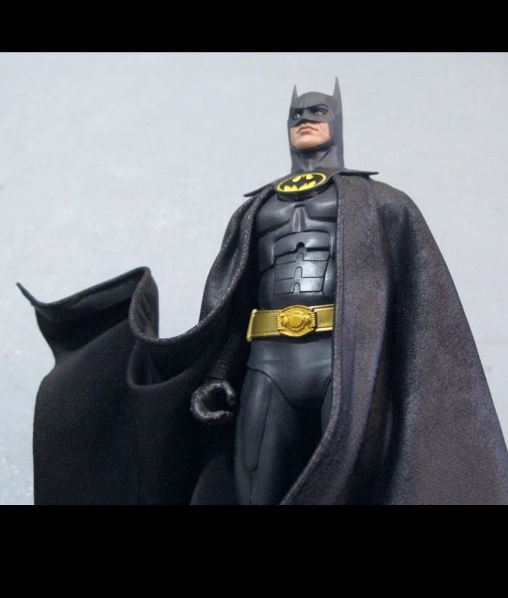 Custom Batman Returns Mcfarlane 1989 Keaton Leather Wired Cape 1/10 NOT fIGURE