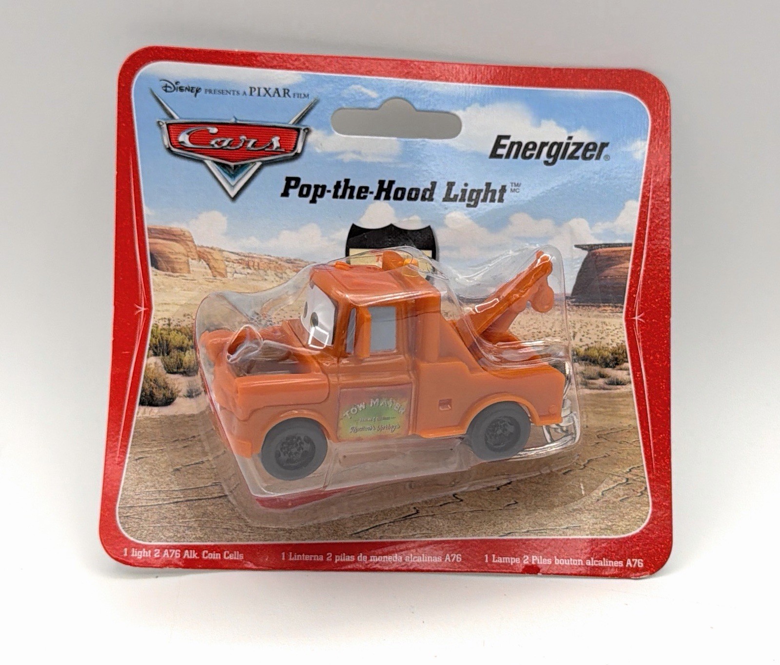 Disney Cars Mater Pop the Hood Light Energizer Keychain New from 2006!!