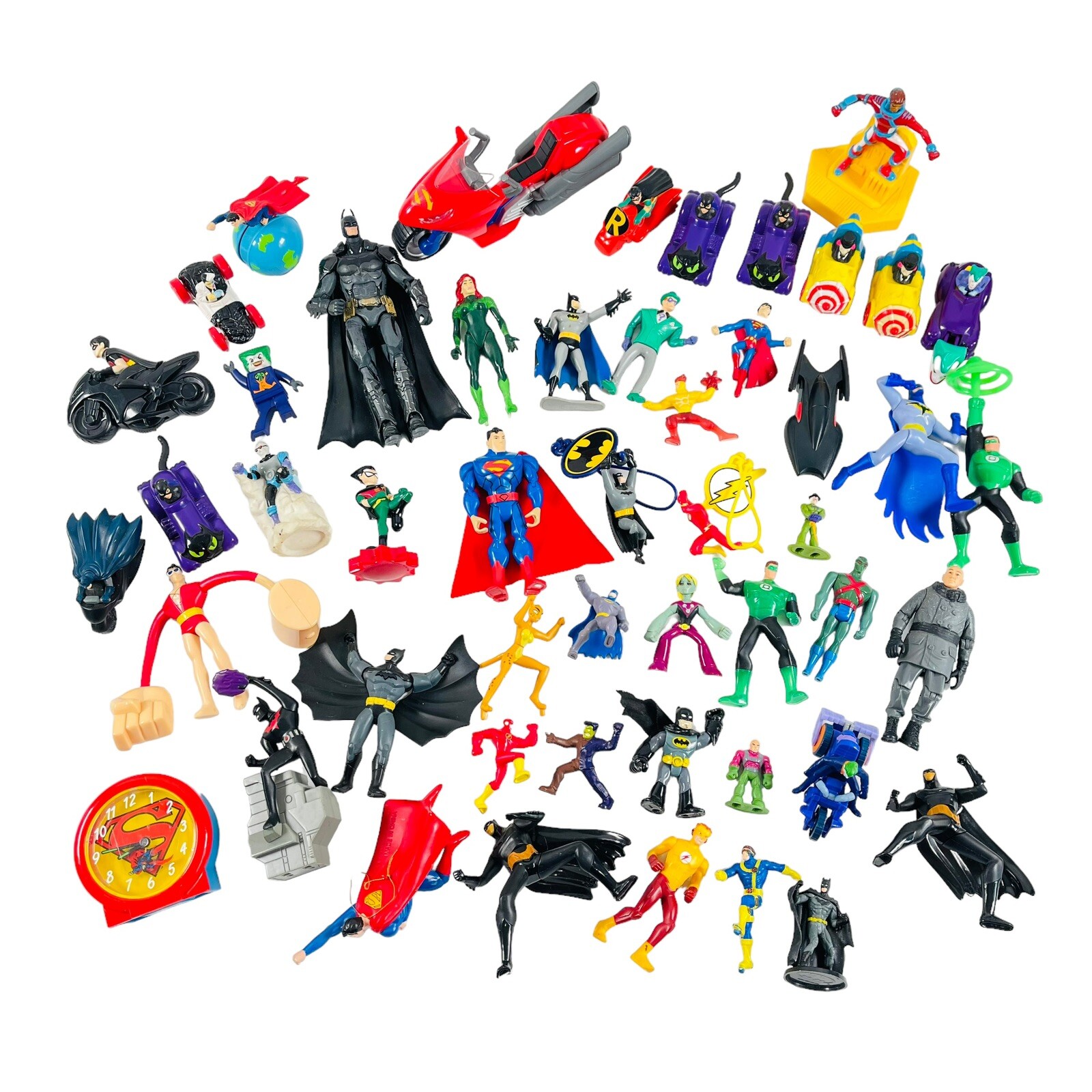 DC Comics Toy Lot of 50 Mixed Action Figures Batman Superman PVC Fast Food VTG B
