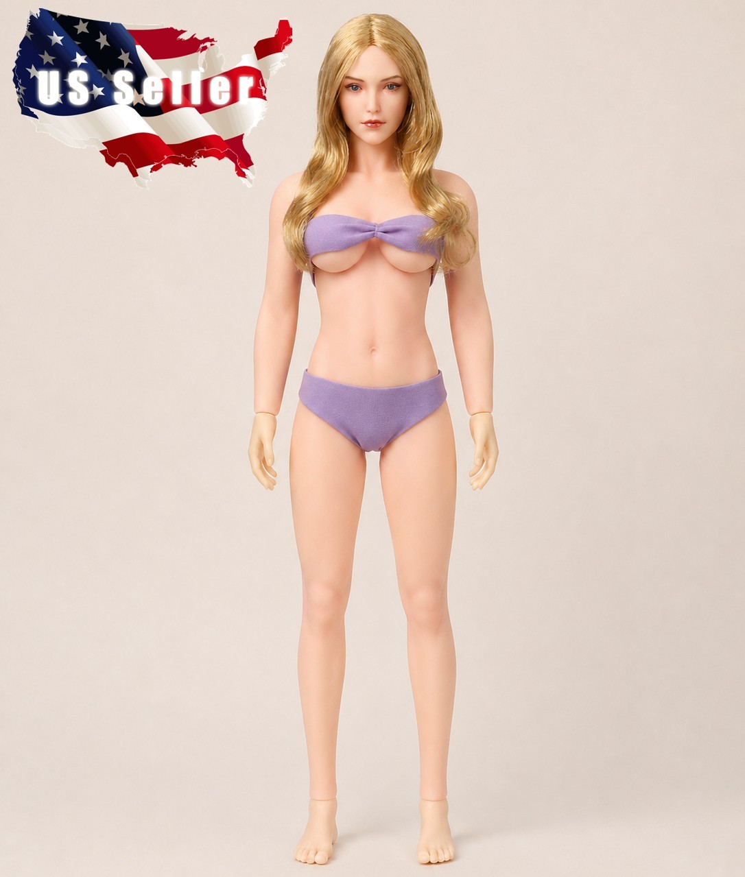 Custom PHICEN 1/6 Blonde Hair Pale Curvy Female M Bust Seamless Figure Full Set