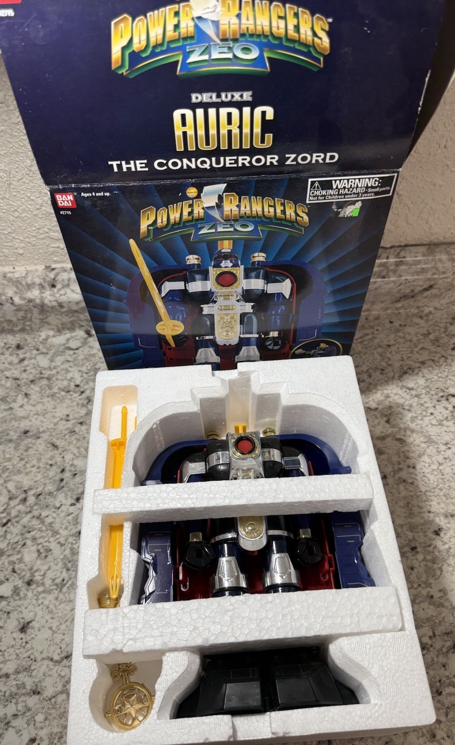 VTG Power Rangers ZEO Auric the Conqueror Zord Complete in Box W Sword & Key
