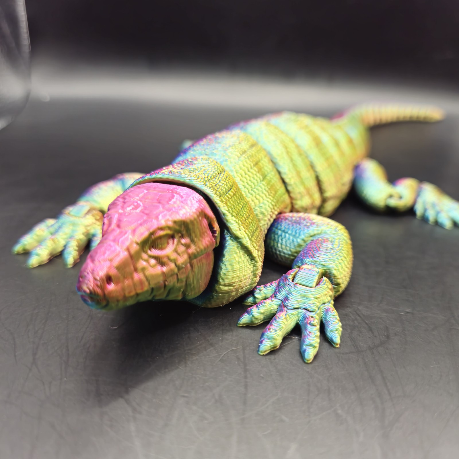 Tegu Lizard Articulated Figure 3D Printed Collectable Multi Color 10&Prime;