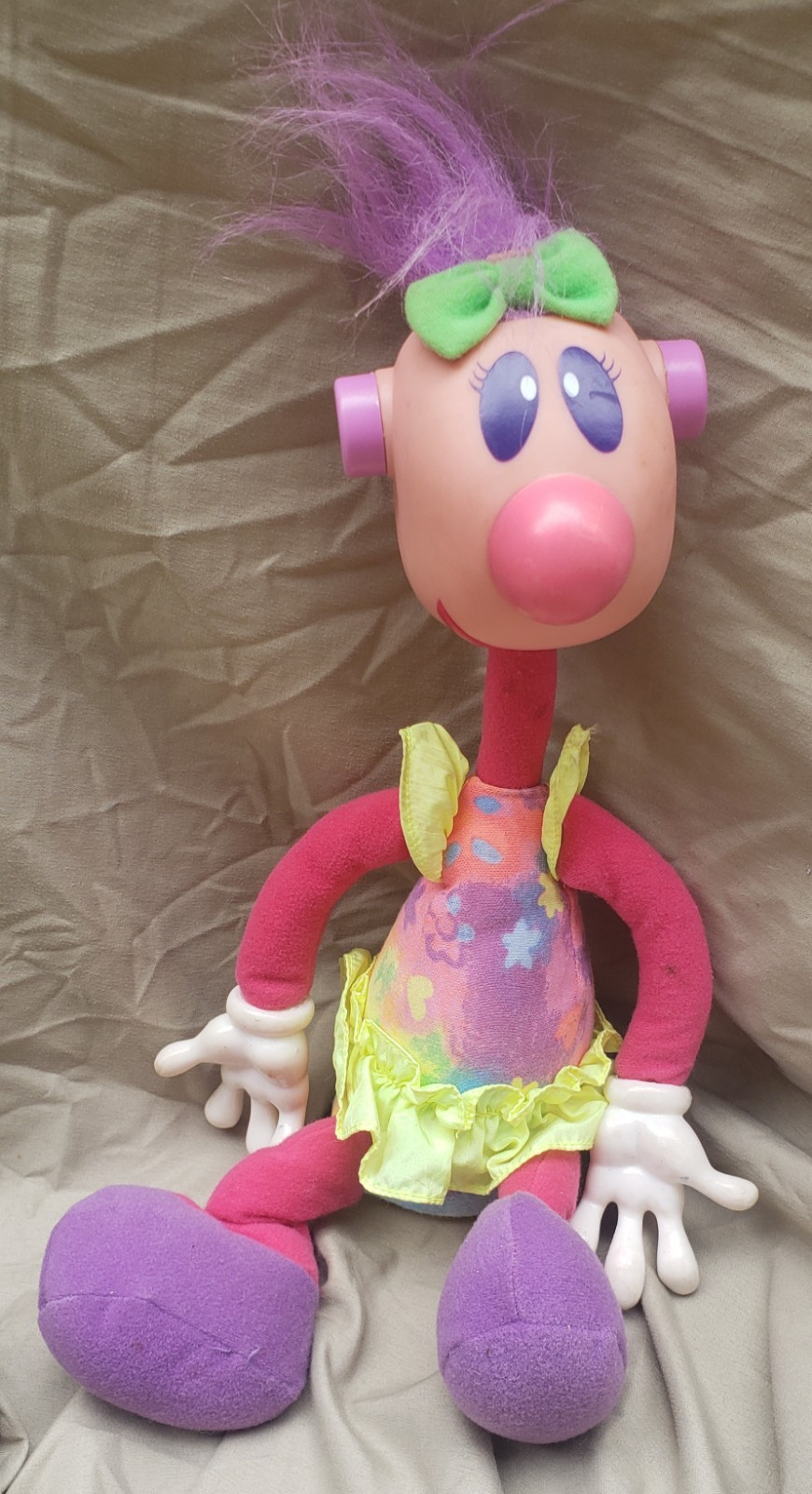 1994 Ertl Jibber Jabber doll Pink PURPLE sound works great Girl 12&Prime;