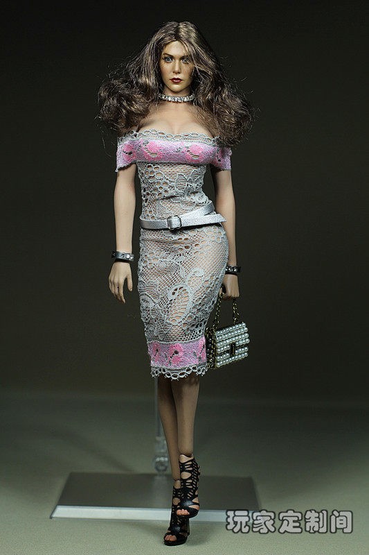 1/6 Female Sexy Grey Cut-out Lace Dress Fit 12&Prime; PH TBL Action Figure Body Toys