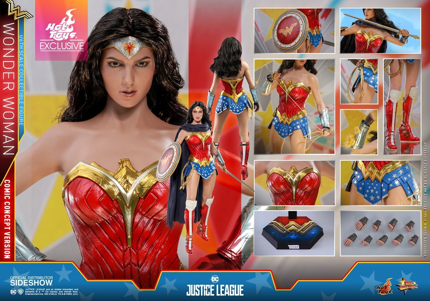 Hot Toys 1/6 Mms506 Justice League Wonder Woman Comic Concept Action Figure