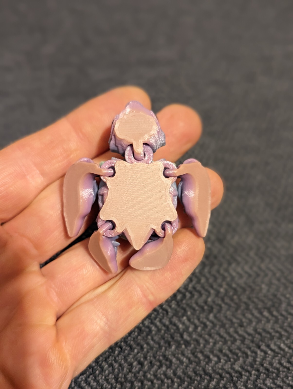 Rose Turtle 3D Printed Articulated Keychain Turtle Eyes Is Hand Painted..