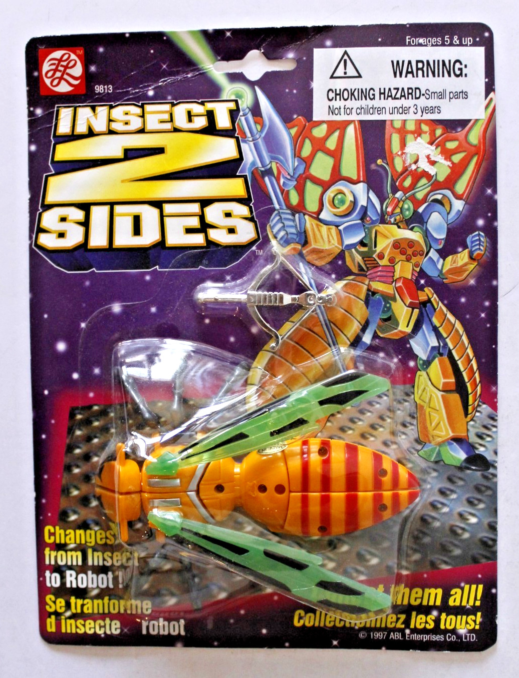 1997 INSECT 2 SIDES « BEE-BOT » TRANSFORMS INSECT TO ROBOT NEW ON CARD