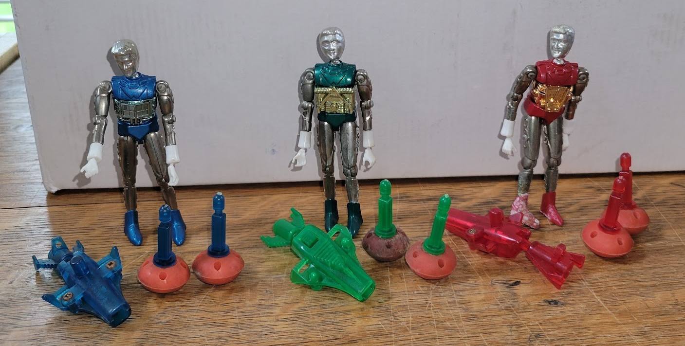 VTG 1976 Mego MICRONAUTS – RED, BLUE & GREEN GALACTIC WARRIORS – complete, READ!