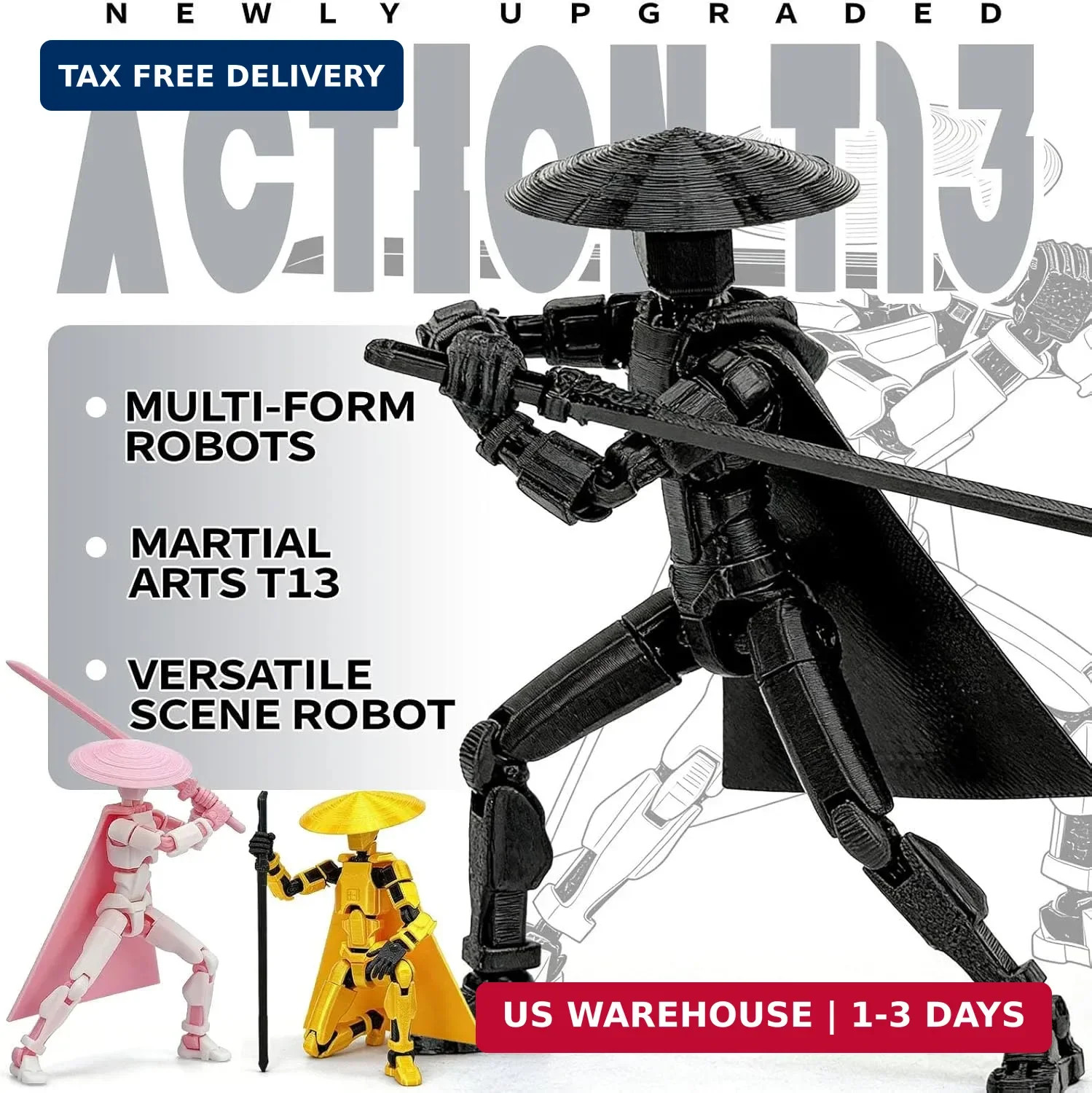 T13 Already Assembled Action Figure Accessories,T13 Multi-Jointed Movable 3D Pri