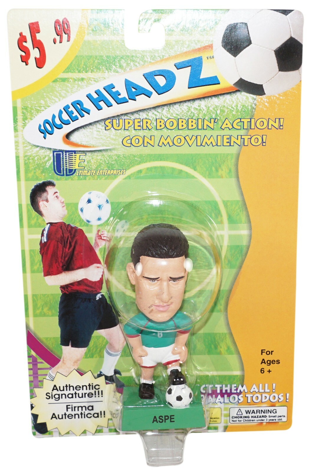 Vintage Alberto Aspe 4&Prime; Bobble Toy Figure – Mexico Futbol Soccer Head 2002