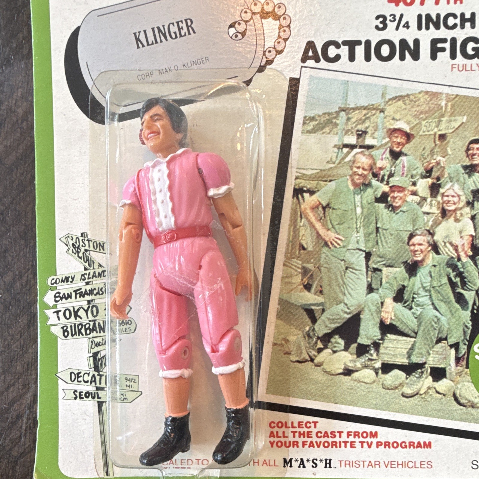 M*A*S*H Klinger 3 3/4&Prime; Plastic Figures in Uniform and Pink Clothing