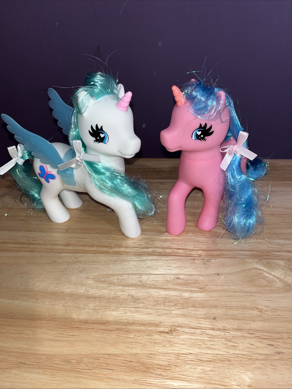 Set Of 2 Member&rsquo;s Mark Pink & White Pony Unicorn Figure Removable Wings UNBOXED