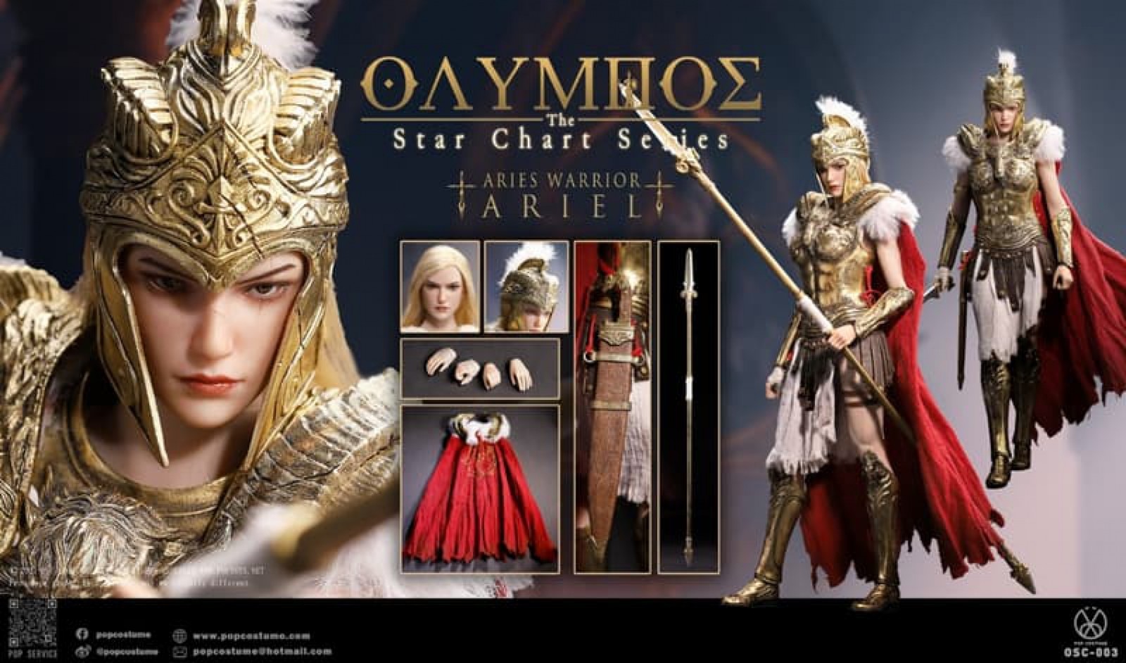 US New POP COSTUME 1/6 Scale OSC-003 Aries Warrior ARIEL Female Action Figures