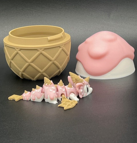 3D Printed Flexi Sugar Rush Dragon with Egg – 4&Prime; Articulated PLA Toy Gift