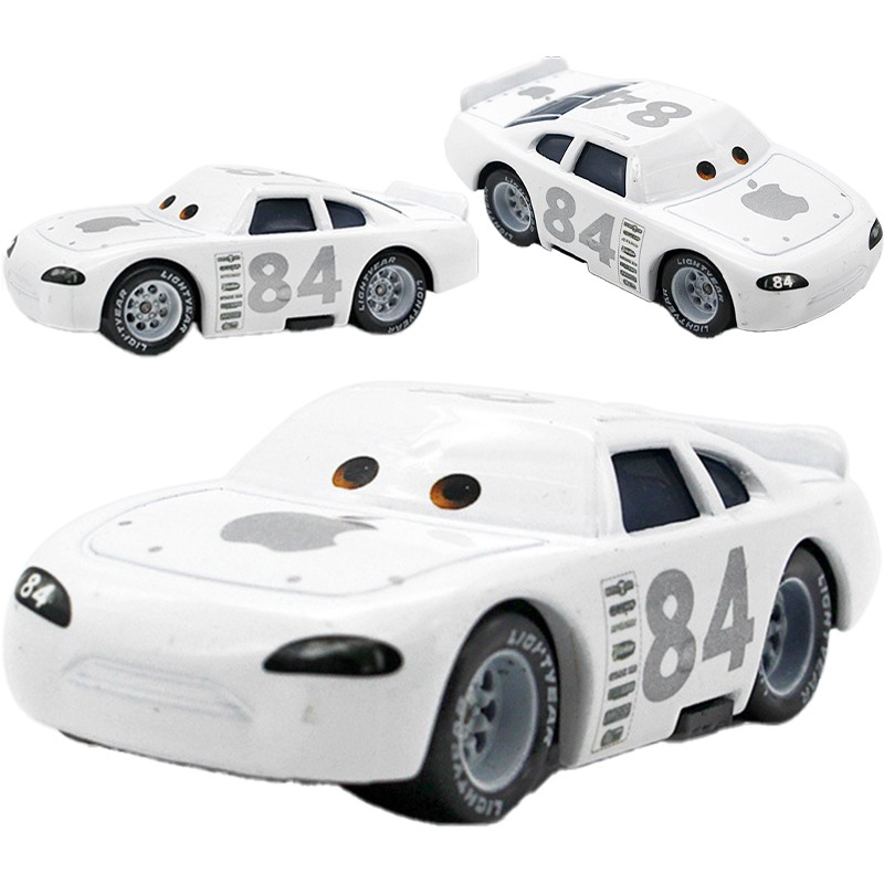 2Pcs Disney Pixar Cars No.84 White Apple Hauler Truck 1:55 Diecast Toys Set Gift