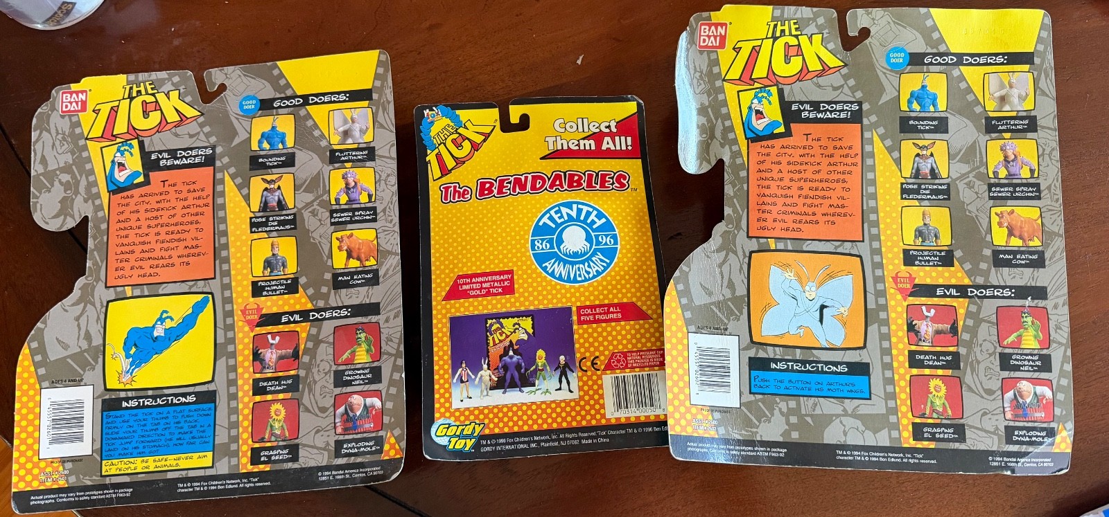The Tick Action Figure Lot – Bendable – The Tick, Metallic, Fluttering Arthur