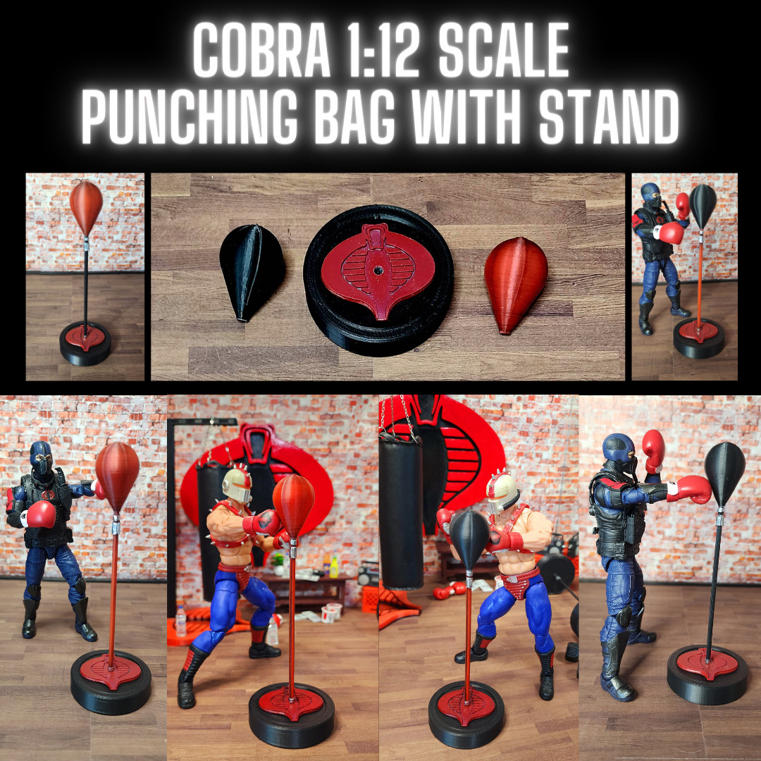 COBRA PUNCHING BAG & STAND, 1:12 Scale Figures, GI Joe Classified, Custom Design