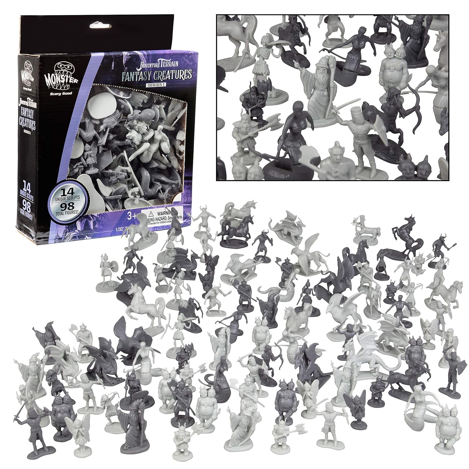 Monster Fantasy Creature Action Figure Playset 98pc Miniature Toy Set