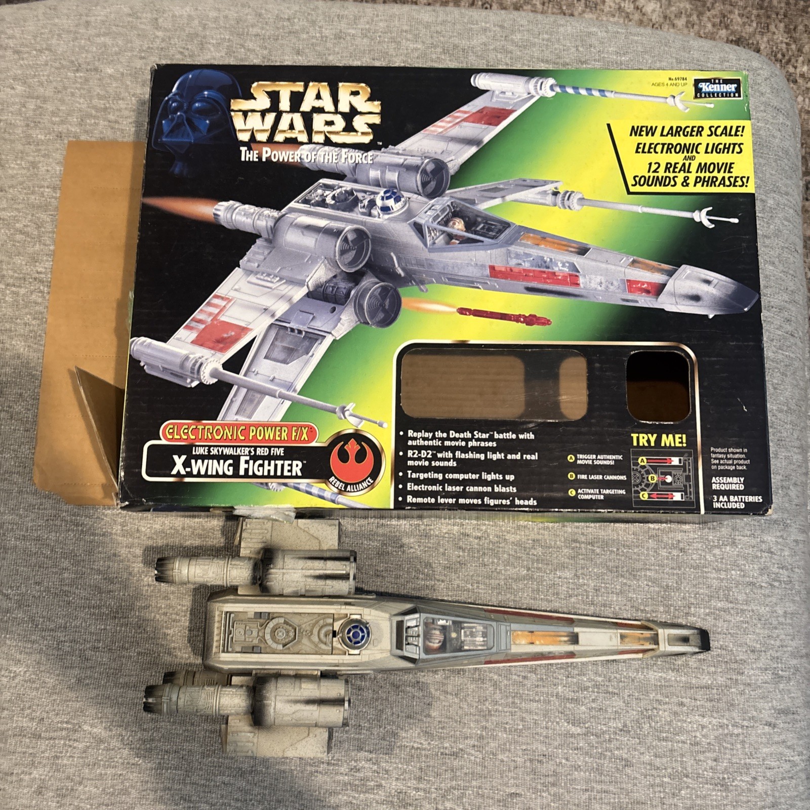 Star Wars 1997 POTF Electronic Power F/X Red Five X-Wing Fighter,UNTESTED
