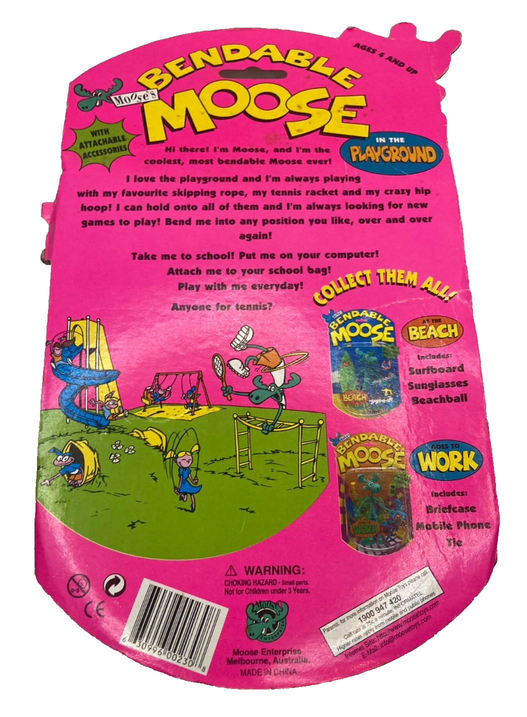 Moose&rsquo;s Bendable Moose In The Playground New Sealed Vintage Moose Enterprise