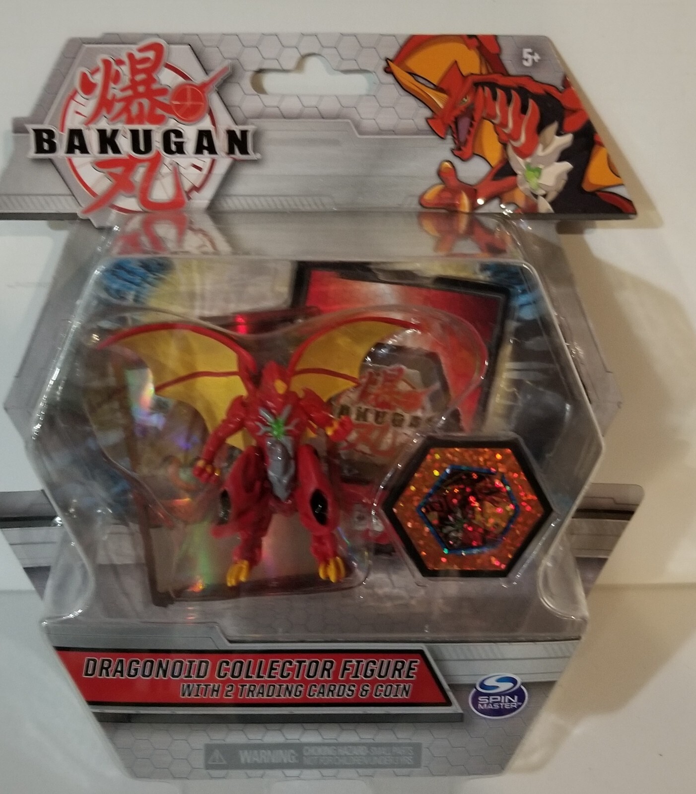 Bakugan Collector Figure Dragonoid (red) with 2 Trading Cards & Coin NIB NEW